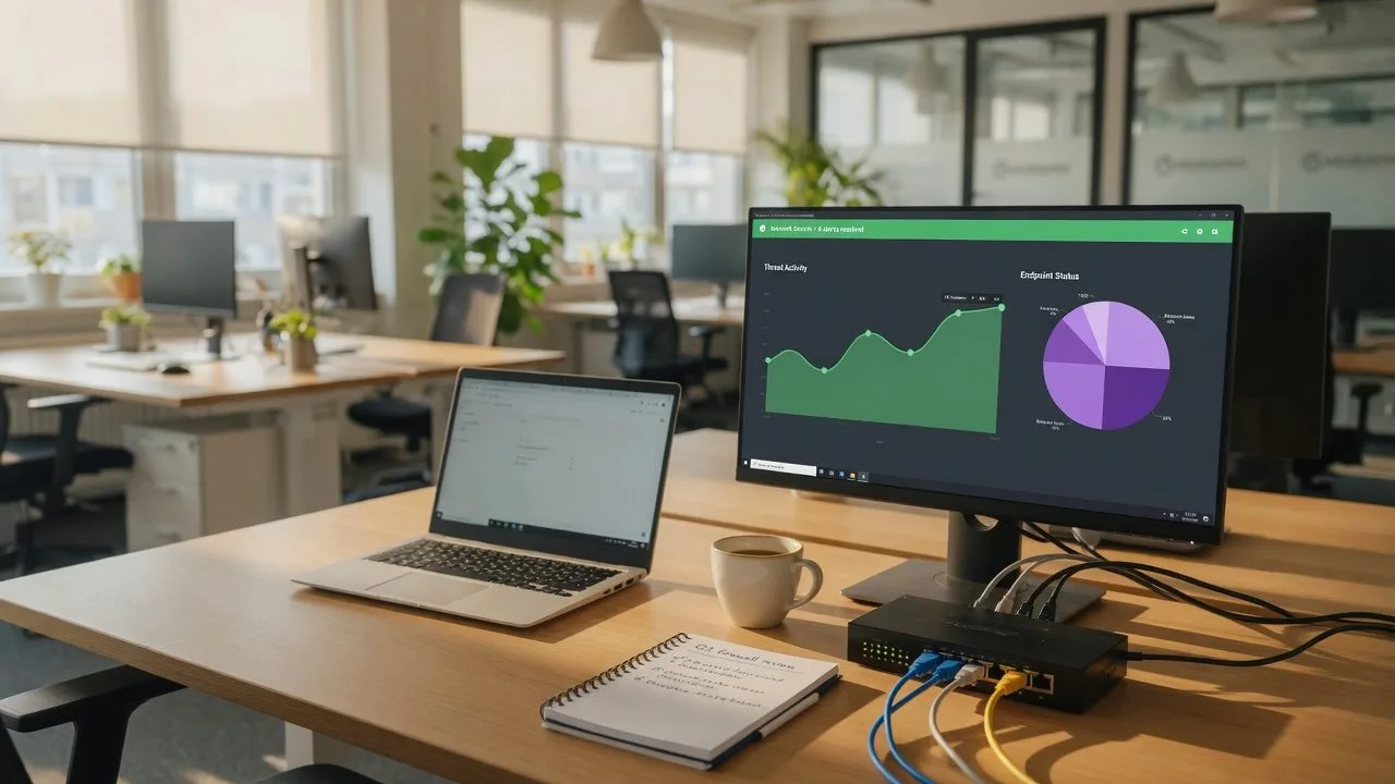 Poste de travail réseau et tableau de bord de sécurité DNS