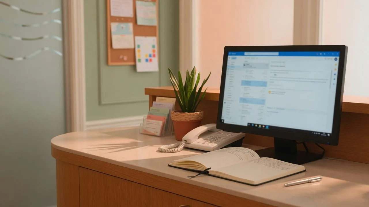 Poste d’accueil professionnel pour échanges de documents par e-mail