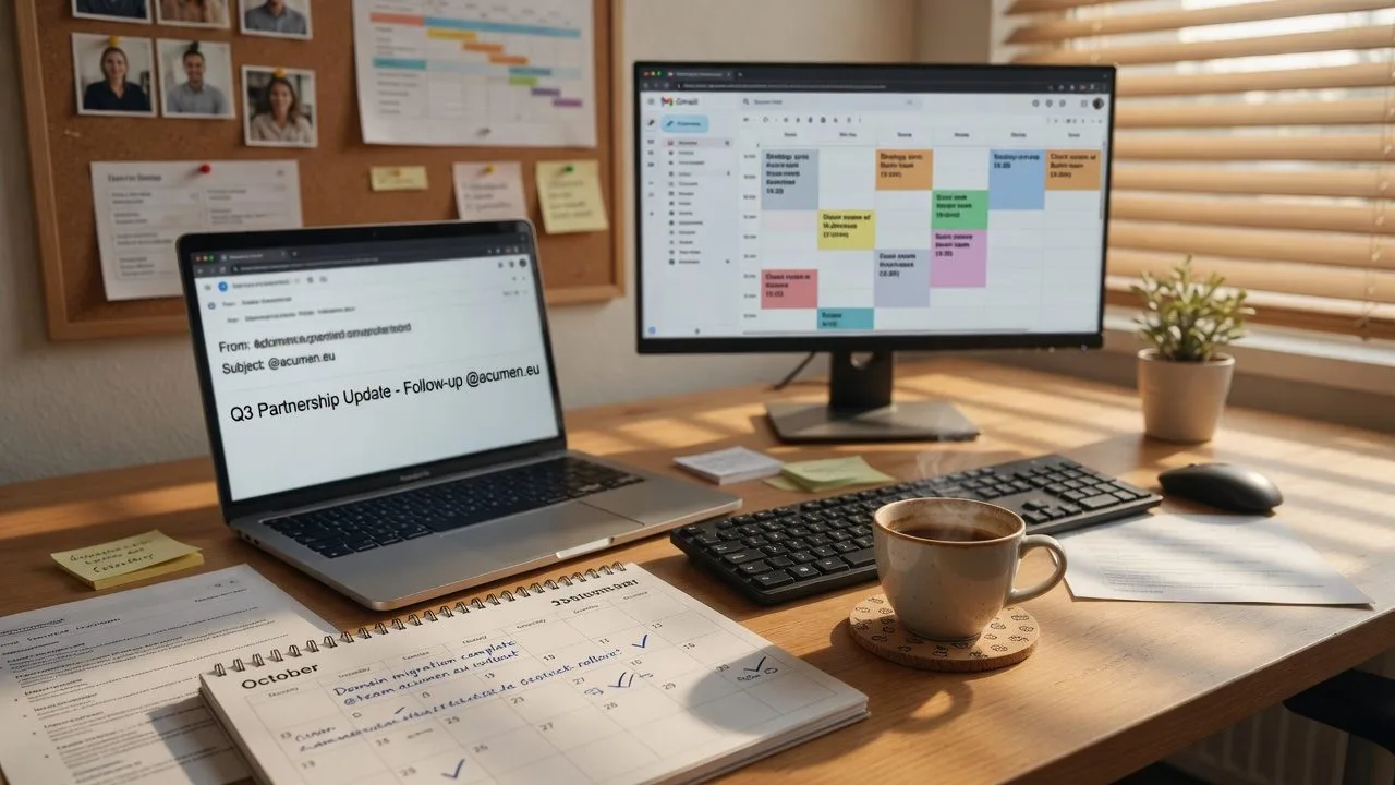 Espace de travail avec messagerie et agenda d’entreprise
