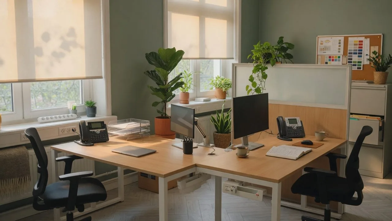Espace de travail multi-postes avec téléphonie IP professionnelle